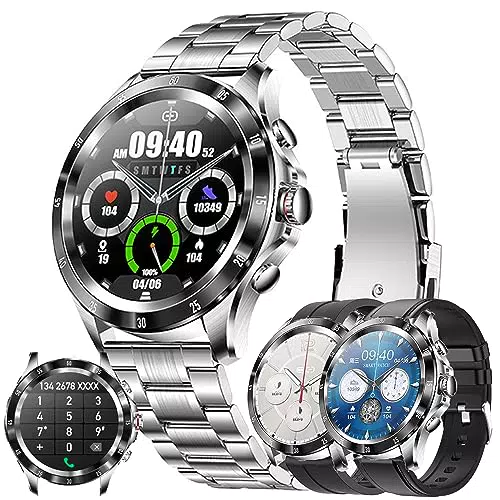 Herren Smartwatch mit Telefonfunktion und 20 Sportmodi - Fitnessuhr mit Pulsmesser und Schlafmonitor, wasserdicht nach IP68 - Kompatibel mit Android/IOS
