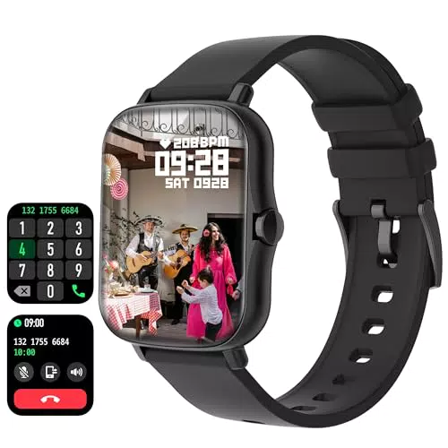 Smartwatch mit Telefonfunktion und Bluetooth-Kopplung für Musik und WhatsApp - Fitness Tracker mit Pulsuhr und Schrittzähler