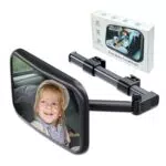 Auto Baby Rückspiegel mit Metall Clip für Rücksitz - 360° Drehbar & Bruchsicher - Großes Sichtfeld - Passend für die meisten Autos