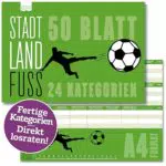 Fußball Spielblock A4 mit 24 Kategorien | Spiele-Klassiker 2.0 für Fußball-Fans