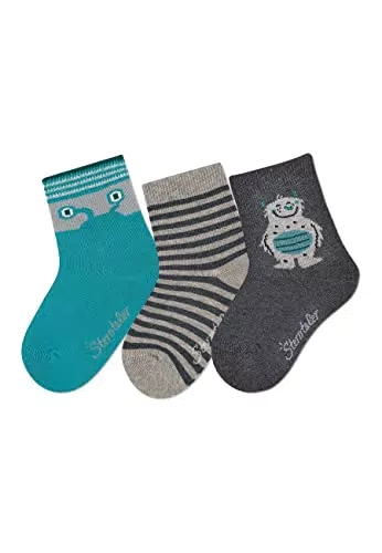 Sterntaler Baby Jungen Socken mit Monster Motiv und Ringel - Dunkeltürkis