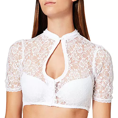 Stockerpoint Damen Bluse B-5075 Trachtenbluse, Weiß