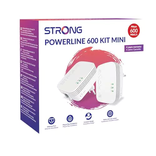 Powerline Adapter mit 600 Mbit/s und LAN Anschluss - Starker Empfang im ganzen Haus