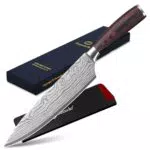 Sunnecko Profi Küchenmesser aus Edelstahl mit Pakkaholz Griff - Scharfes Fleischmesser in Geschenkbox