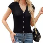 Bolero Strickjacke für Damen - Ärmellos, Knopfleiste, Elegant