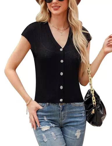 Bolero Strickjacke für Damen - Ärmellos, Knopfleiste, Elegant