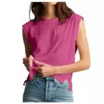 Damen Tank Top Sommer Rundhals Basic Shirt - Elegante Ärmellose Bluse aus Baumwolle