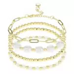 Perlen Armband Damen Set - Goldene Armkette mit Kristall - Modeschmuck für Frauen