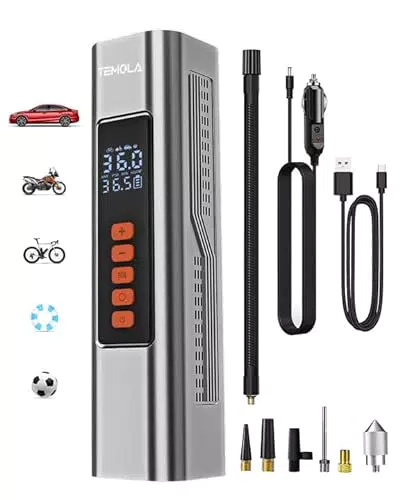Elektrische Luftpumpe für Auto und Fahrrad - Leistungsstarker Akku Kompressor