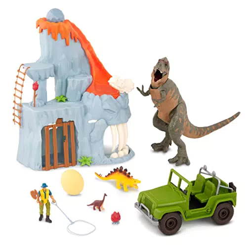 Dino World Spielset mit Vulkan, T-Rex, Dino Ei und Actionfigur