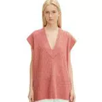 TOM TAILOR Denim Damen Longstyle Pullunder 1033555, 30562 - Peach Pink Melange
