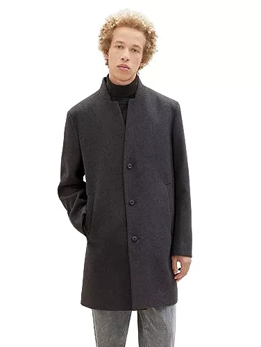 TOM TAILOR Denim Herren Wollmantel mit Stehkragen
