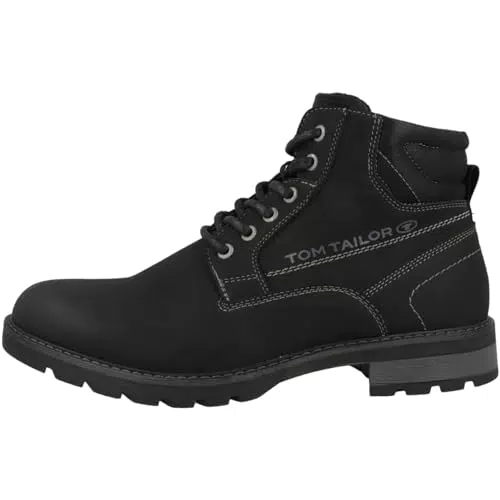 Tom Tailor Herren Mode-Stiefel - Stilvolle Schwarze Stiefel