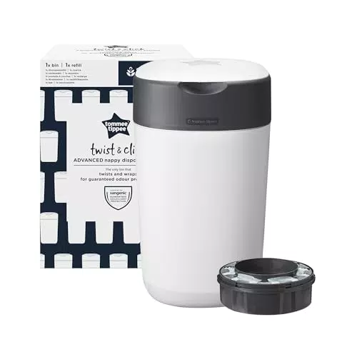 Tommee Tippee Windeleimer mit umweltfreundlichem Twist and Click System und antibakterieller GREENFILM Nachfüllkassette.