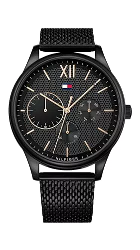 Tommy Hilfiger Herrenuhr mit Multi-Zifferblatt und Schwarzem Edelstahlarmband