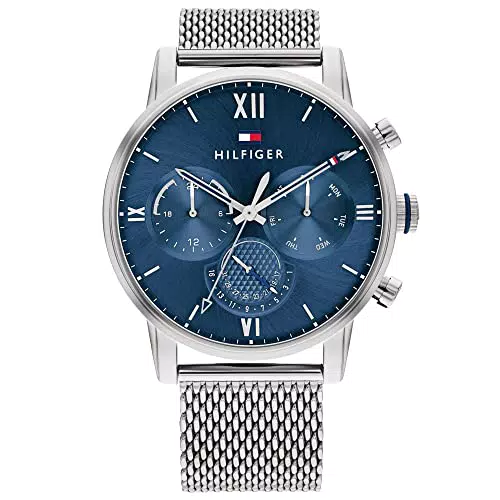 Tommy Hilfiger Herrenuhr mit Multi-Zifferblatt und Edelstahl-Mesh-Armband