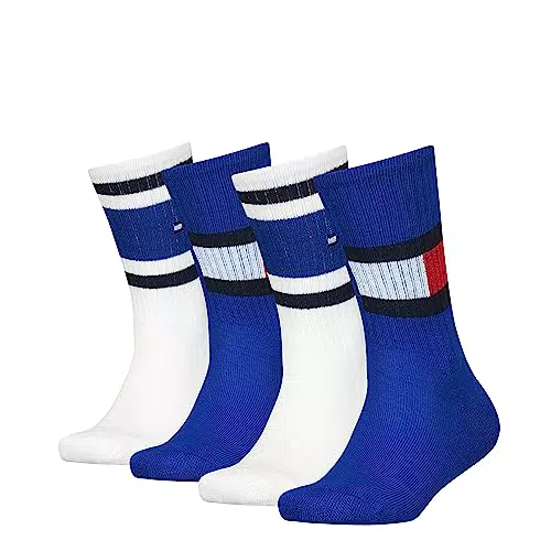 Tommy Hilfiger Unisex Kids Crew Sock, Ultra Blue, 31/34