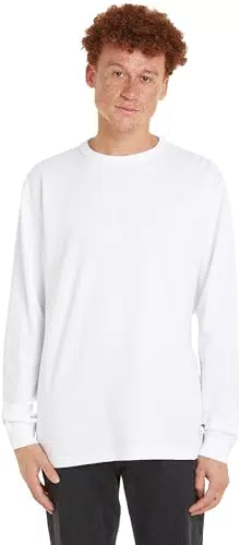 Tommy Jeans Herren Langarmshirt Waffle Tee Regular Fit - Weiß