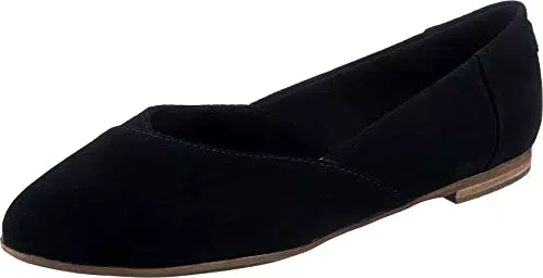 TOMS Damen Jutti Flache Ballerina aus Wildleder - Schwarz