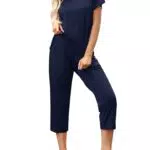 Totatuit Damen Trainingsanzug Set mit Schulterfreiem Top und 3/4 Hose - Elastischer Bund - Loungewear