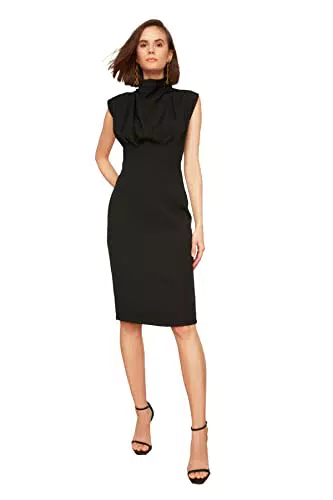 Trendyol Frauen Midi Körperkegel Slim Fit Gewebte Kleid