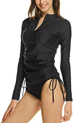 TSLA Damen Rash Guard UPF 50+ Langarm Badebekleidung für Wassersurfing und Schwimmen