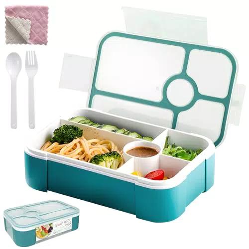 Lunchbox für Kinder & Erwachsene - Auslaufsicher & Stapelbar - 5 Fächer - Ideal für Schule & Arbeit