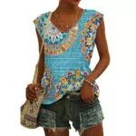 Damen Shirt Lose Tunika Baumwolle Bluse Rundhals Wassermelonenrot - UHouse