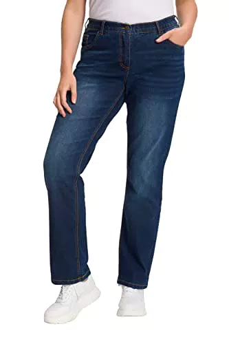 Ulla Popken Damen Straight-Jeans Hose - Klassische Blaue Denim für Damen