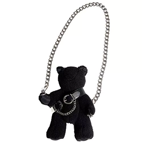 Umhängetasche VALICLUD mit Kettenriemen Teddybär Geldbörse für Frauen Schwarz