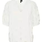 Vero Moda Damen V-Ausschnitt Top, Weiß