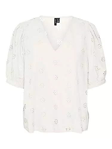 Vero Moda Damen V-Ausschnitt Top, Weiß
