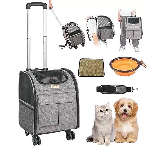 VEVOR Hundetrolley Faltbarer Hunderucksack aus 600D Oxford-Stoff - Haustier Trolley für Autoreisen und Ausflüge