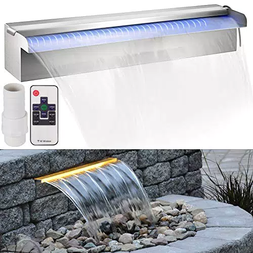 Wasserfall LED Edelstahl APP Kontrolle für Pool und Teich Dekoration