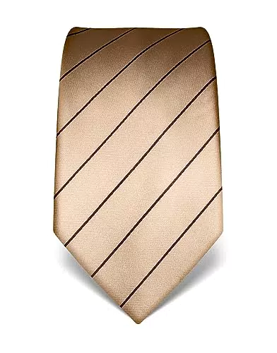 Vincenzo Boretti Herren Krawatte aus reiner Seide gestreift - Business und Hochzeit - Männer-Design - 8 cm schmal/breit - beige