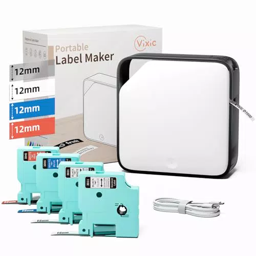 Etikettendrucker Vixic D1600 - Tragbarer Bluetooth Labeldrucker - Thermo Label Printer für iOS Android