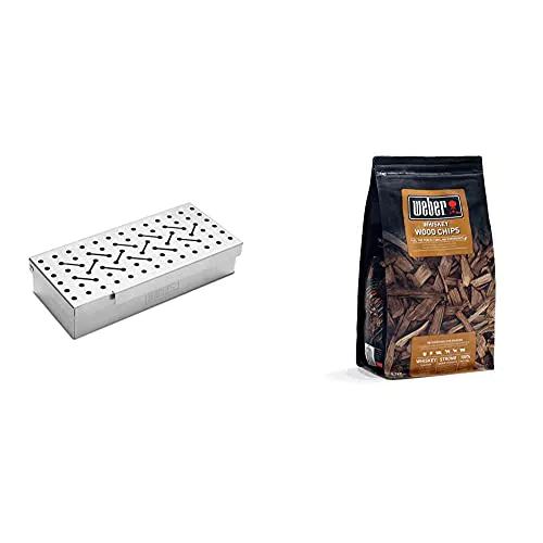 Weber Räucherchips Whiskey + Räucherbox für Gas- und Holzkohlegrills