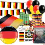Deko Deutschland EM 2024 Fanartikel Set - Tischdekoration mit Luftballons & Wimpelkette - Fußball WM