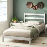 Bett Zinus Robin 100x200 cm - Nachhaltiger Bambus Bettrahmen mit Kopfteil - Weiß