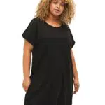Zizzi Damen Große Größen Baumwolle Kleid mit Kurzen Ärmeln Größe 50-52