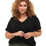 Zizzi Damen T-Shirt Viskose V-Ausschnitt - Große Größen