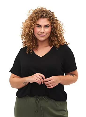 Zizzi Damen T-Shirt Viskose V-Ausschnitt - Große Größen