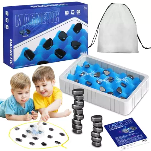 Magnetisches Schachspiel - Tisch-Magnetspiel für Kampfschach und Reiseschach - Kluster Magnetisches Stein-Brettspiel Dame-Spiel