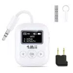 1Mii SafeFly Min+ Bluetooth Audio Transmitter Receiver - Dual Device, AptX Low Latency & HD Lossless - Airplane Adapter & 3.5mm Female Adapter