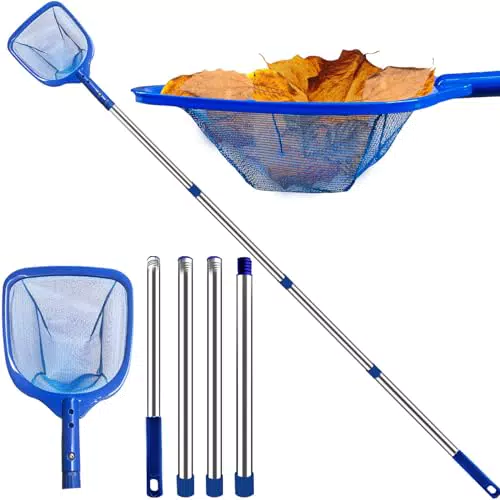 Poolkescher Feinmaschig mit Teleskopstange für Poolreinigung - Ideal für Schwimmbad, Teich und Whirlpool