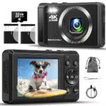 Digitalkamera 4K mit 32 GB TF-Karte, 44 MP, Autofokus, 16X Digitalzoom - Kompaktkamera für Teenager und Erwachsene
