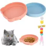 Katzennapf mit Katzenspielzeug und Saugnapf für Trocken- und Nassfutter - Ideal für Katzen, Hunde und Kaninchen