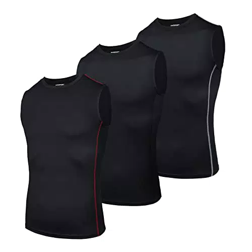 AMZSPORT Herren Kompressions-Tanktop Ärmellos - Funktionsshirt Baselayer Unterhemd