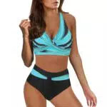 Bikini Set Damen - Zweiteiliger Badeanzug mit Blumenmuster - V Ausschnitt & High Waist - Bauchkontrolle - Swimwear