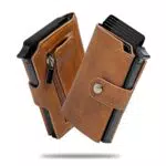 Allure-T Kreditkartenetui Slim Wallet mit Münzfach - Braun